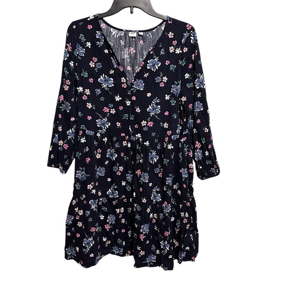 GAP Dresses & Skirts - GAP Women’s Size S Blue Pink Floral Tiered Pockets Mini Dress Flowy Boho
